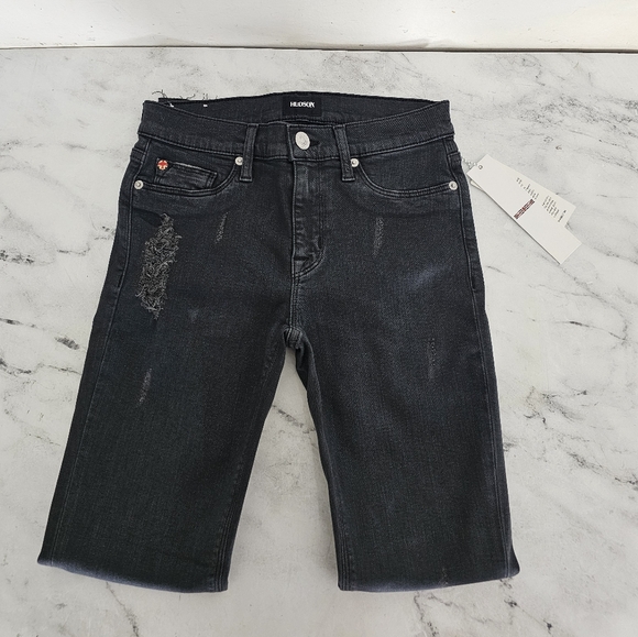 Hudson Jeans Mid Rise Nico Super Skinny Ankle Black Distressed Jeans 26 NWT - Picture 5 of 10